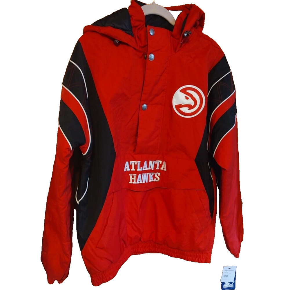 Starter NBA Retro Logo Atlanta Hawks Embroidered Half-Zip Anorak Jacket MEDIUM